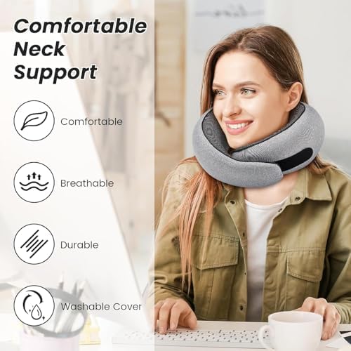 SZXYX Travel Pillows for Airplanes, 100% Pure Memory Foam Neck Pillow for Airplanes, Comfortable Breathable Cover, 360° Support Stowable Pillows for Sleeping, Car, Airport Travel Essentials - Image 3