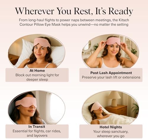 Kitsch Contour Pillow Eye Mask – Softer Than Silk Eye Masks for Sleep, Blindfold Sleep Masks for Women & Men, No Eye Pressure, Lightweight, Eye Care, Travel Essentials - Blush - Image 6