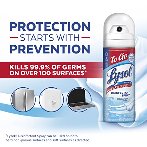 Lysol To Go Disinfectant Spray, Crisp Linen, Travel Size - 1.5 oz (Pack of 4) - Image 3