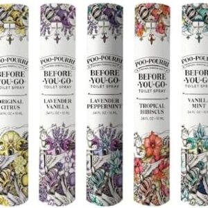 Poo-Pourri Before-You-Go Toilet Spray, Travel Essentials, .34 Fl Oz, In A Pinch Variety 5 Pack, Each Up to 20 Uses, On-The-Go Bathroom Odor Deodorizer with Essential Oils, TSA Approved Size, 5 Scents
