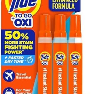 Tide Stain Remover for Clothes, Tide To Go Pen, Instant Stain Remover Pen & Spot Cleaner, Portable & Travel-Friendly, Works on Food & Drink Stains, Fits in Purses & Bags, 3 Count (Pack of 1)