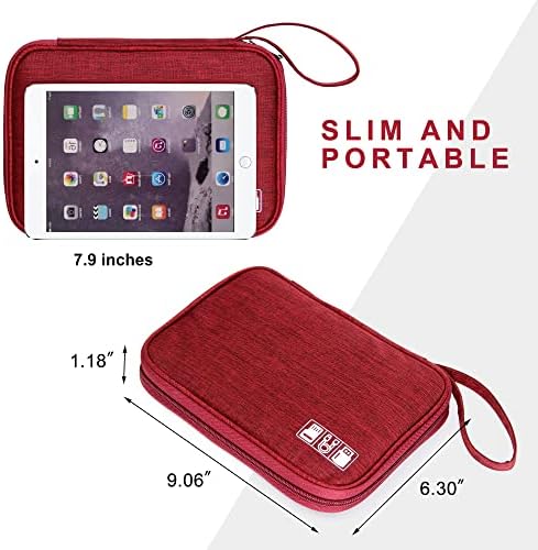 SELLYFELLY Travel Electronics Organizer Portable Cable Organizer Bag for Storage Electronic Accessories Case for Cord,Phone,Charger,Flash Drive (Wine Red) - Image 2