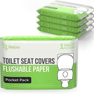 Toilet Seat Cover Paper Flushable (50 Pack) - XL for Adults and Kids Potty Training, 100% Biodegradable Travel Supplies Essentials for Public Restrooms, Airplane, Camping, Festivals