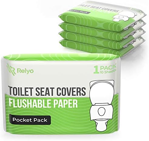 Toilet Seat Cover Paper Flushable (50 Pack) - XL for Adults and Kids Potty Training, 100% Biodegradable Travel Supplies Essentials for Public Restrooms, Airplane, Camping, Festivals