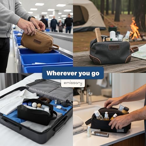 emissary Toiletry Bag for Men, Canvas Travel Toiletry Bag Men's Dopp Kit, Water-resistant Bathroom Bag Mens Shaving Kit, Travel Kit Small Bags, Shaving Bag, Toiletry Bags - Image 8