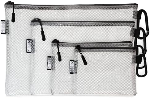 GOBAGS Air Production Multi‑Size Clear Zipper Pouch (4‑Pack) – Cable Organizer & Travel Gear Bag for Electronics, Camera Accessories, Tool Pouch & Small Tech Storage
