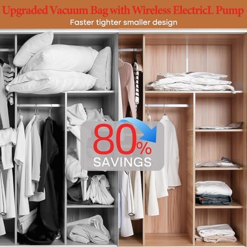 Vacuum Seal Bags for Clothing, 16 Pack Vacuum Storage Bags with Rechargeable Cordless Air Pump(4J+4L+4M+4S), Space Saver Bags for Clothes Blanket Duvets Pillows Comforters Travel - Image 7