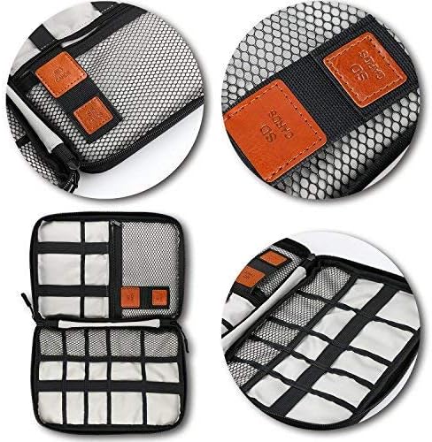 Travel Cable Organizer Bag Double Layer Waterproof Portable Electronic Accessories Organizer for USB Cable Cord Phone Charger Headset Wire SD Card with 10pcs Cable Ties(Grey) - Image 2