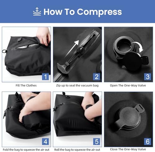 BAGAIL TPU Vacuum Bag for Travel, Reusable Compression Bag with IPX8 Waterproof Zipper, Save Space for Suitcase, Backpack and Carry on (Black, ExtraLarge, No Pump) - Image 5