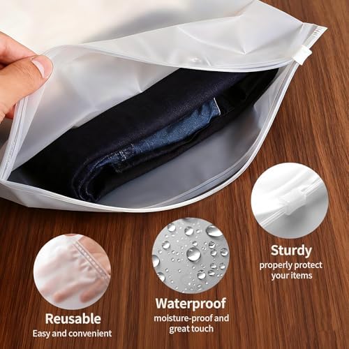30pcs Packaging Bags for Clothing, 5 Different Sizes Reusable Clear Frosted Plastic Apparel Bags for Travel Storage- Shirts, Sweatshirts, Underwear, Bathing Suit, with Vent Holes - Image 6