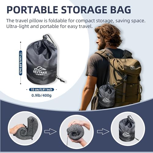 Travel Pillow with Extra Large Hood for Airplane Long Flights Privacy and Comfort Memory Foam with Skin-Friendly Cover for Road Trip Head&Neck Support for Plane Office Cars Sleeping & Rest (Grey) - Image 8