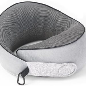 Travel Pillow, 100% Pure Memory Foam Travel Neck Pillow Airplane Neck Support Ergonomic Design for Traveling Suitable for Airplanes,Offices and Cars-Gray