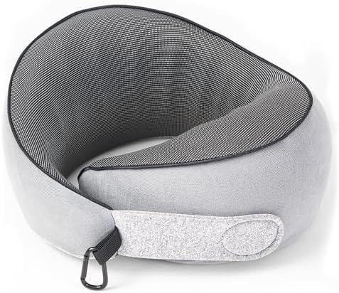 Travel Pillow, 100% Pure Memory Foam Travel Neck Pillow Airplane Neck Support Ergonomic Design for Traveling Suitable for Airplanes,Offices and Cars-Gray