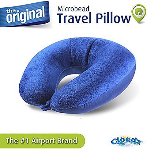 Cloudz Dual Comfort Microbead Airplane Travel Neck Pillow. Super Soft Cozy Plush Fabric on One Side, Cool Relaxing Spandex on The Other! Customize Your Comfort and Support at Home or On The Go!- Blue - Image 7