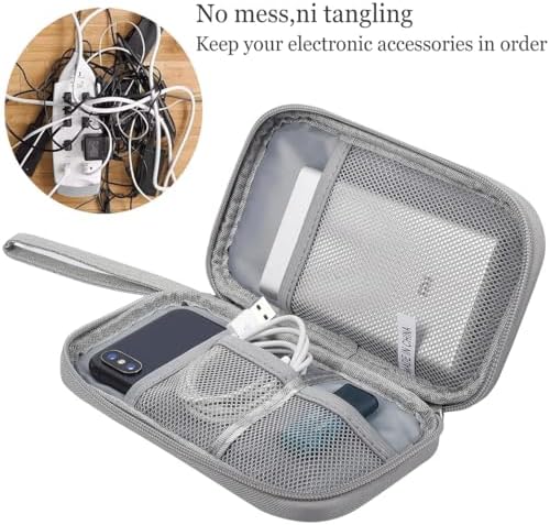 Cord Organizer Travel Cable Organizer Bag Tech Electronic Organizer Travel Case, Waterproof Electronic Accessories Pouch Bag for Cable, Cord, Charger, Phone, Power Bank, Earphone(Light Grey) - Image 4
