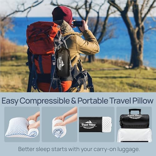 Small Cooling Memory Foam Pillow for Travel & Camping, Compressible Adjustable Pillow for Medium Firm Neck Knee Lumbar Support,Washable, Ideal Sleeping, Car, Airplane, Toddler & Backpacking, Gifts - Image 7