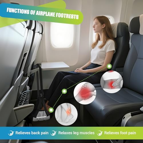 Foot Hammock for Plane Travel, No Collapse Thickened Bamboo Airplane Foot Rest for Long Flight, Desk Foot Hammock with Extended Adjustment Strap to Relax Your Feet, Foot Sling Travel Essentials - Image 5