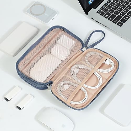 NISHEL Travel Cord Organizer Case, Double Layers Tech Electronic Bag, Essentials for Charger, Cable, Phone, Flash drive, Medium, Aegean-Blue - Image 7