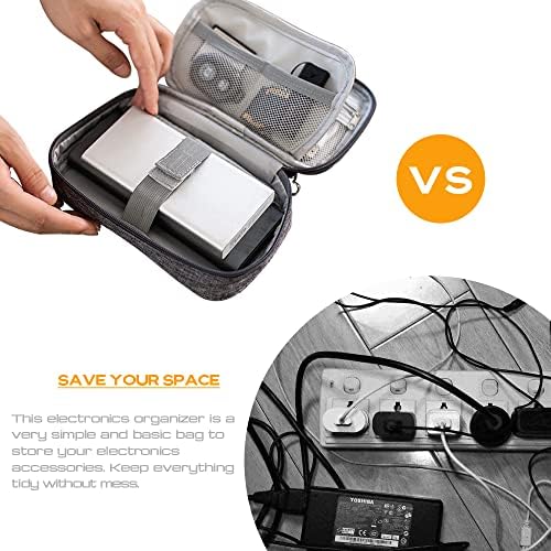 Electronic Organizer Bag Cable Organizer Travel Cord Organizer Case Pouch Portable Carrying Case for Charger Hard Drive Earphone USB SD Card (Black) - Image 2