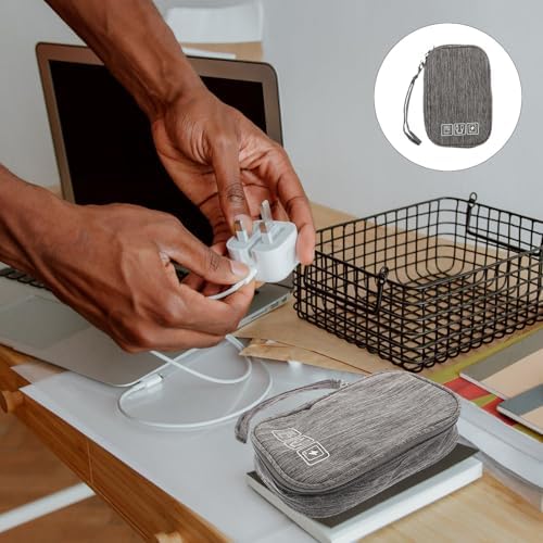 Portable Charging Cable Organizer Bag Mini Storage Pouch for Travel Electronics Accessories, Gray Compact Tech Cord Organizer Case for Phone Chargers and Earphones - Image 6