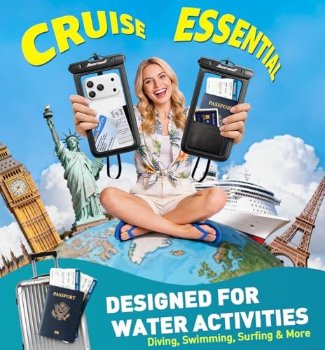 Hiearcool Waterproof Phone Pouch, IPX8 Waterproof Phone Case for iPhone 17/16/15/14 Pro Max, Cell Phone Dry Bag for Beach & Cruise Essentials, Touch Screen, Lanyard Included, 2 Pack (Fits Up to 8.9”) - Image 7