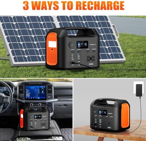 Portable Power Station, 600W (1200W Peak) 299Wh LiFePO4 Solar Generator Pure Sine Wave 110V AC Car Outlets PD 60W QC3.0 Backup Power Supply Bank for Camping, Blackout, CPAP - Image 5