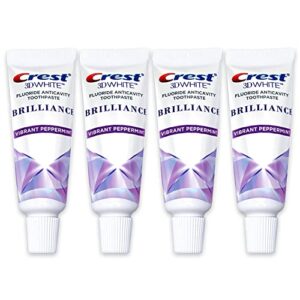 Crest 3D White Brilliance Toothpaste, Vibrant Peppermint, Travel Size 0.85 oz (24g) - Pack of 4