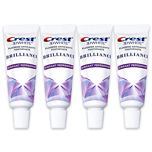 Crest 3D White Brilliance Toothpaste, Vibrant Peppermint, Travel Size 0.85 oz (24g) - Pack of 4