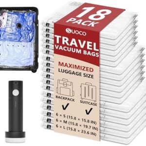 Travel Vacuum Bags for Clothing with Rechargeable Electric Pump, Compression Packing Cubes Organizer Storage for Luggage Suitcase, Space Saver Seal Bags for Vacation Cruise, 18 Combo