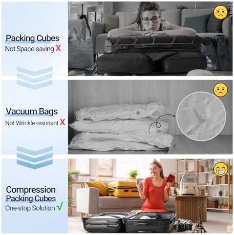 10 Set Compression Packing Cubes for Travel Essentials,Compressible Expandable Packing Cubes for Suitcase,OlarHike Luggage Organizer Bags for Travel,Handy Helper for Organizing Clothes(Black) - Image 6