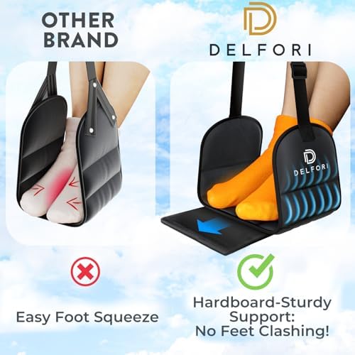 Portable Airplane Footrest for Airplane Travel - Comfortable Foot Hammock w/Memory Foam & Hardboard for No Feet Clashing - Ideal for Pain and Swelling Relief - Travel Essentials to Relax Your Feet - Image 4