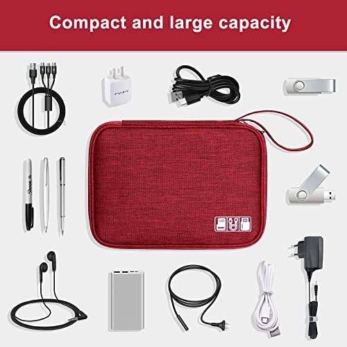 SELLYFELLY Travel Electronics Organizer Portable Cable Organizer Bag for Storage Electronic Accessories Case for Cord,Phone,Charger,Flash Drive (Wine Red) - Image 3
