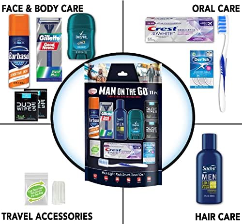 Convenience Kits International Men’s 11 Piece Kit with Oral Care and Grooming Essentials, Featuring: Travel Size Products, Blue - Image 2