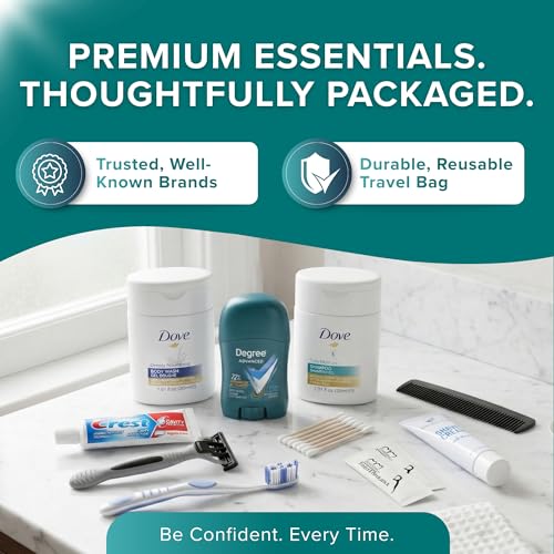 Trektote 12 Piece Men’s Travel Hygiene Kit with Toiletries & Grooming Essentials, TSA-Compliant, Clear Cosmetic Bag - Single or Bulk Packs - Image 3