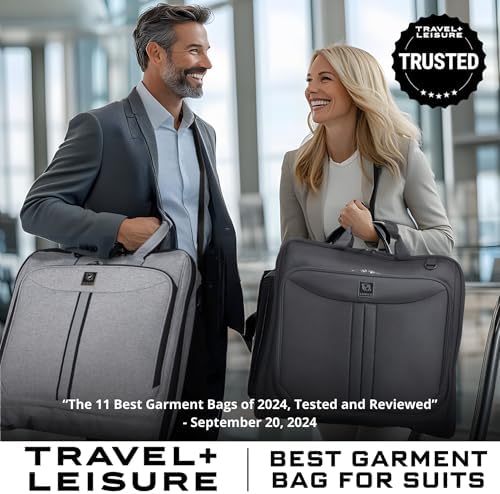 Suit Carry On Garment Bag Bundle with Gray and Black Bag for Travel & Business Trips with Shoulder Strap - Image 2