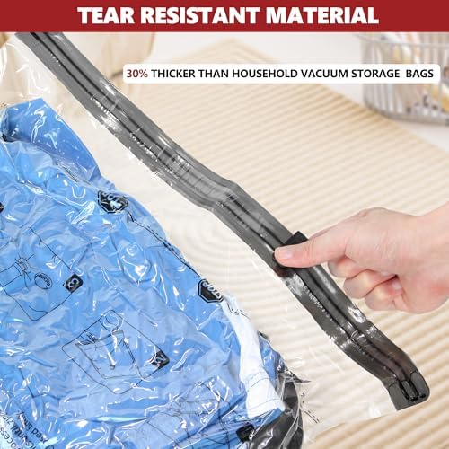 Vacuum Bags for Travel with Rechargeable Pump, 8 Small Compression Packing Seal Bags for Luggage Suitcase, Space Saver for Clothing and Clothes Storage Travel - Image 6
