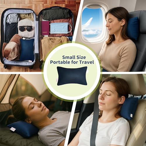 Pro Goleem Small Pillow 11"x7"x2.5" for Travel and Camping with Name Tag Mini Tiny Pillow for Room Couch Sofa Chair and Outdoor Car Air Nap Neck Lumbar Knee Rest Pillows, Navy Blue - Image 3