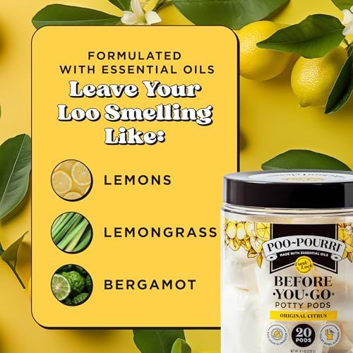 Poo-Pourri Before-You-Go 2-in-1 Toilet Potty Pods, Original Citrus, 20 Ct, Bathroom Odor Deodorizer and Toilet Cleaner with Essential Oils, Lemon, Bergamot and Lemongrass Scent - Image 6