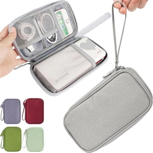 Cord Organizer Travel Cable Organizer Bag Tech Electronic Organizer Travel Case, Waterproof Electronic Accessories Pouch Bag for Cable, Cord, Charger, Phone, Power Bank, Earphone(Light Grey)