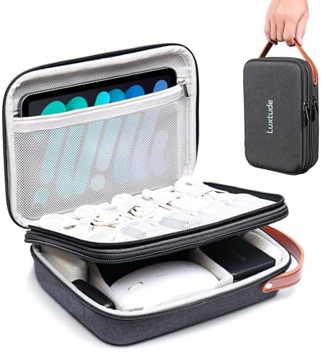 Luxtude Electronics Organizer Travel Case, Portable Tech Organizer for Working/Travelling, Sturdy Hard Cases for Electronics/Charger/Mouse/Hard Drive, Case Only