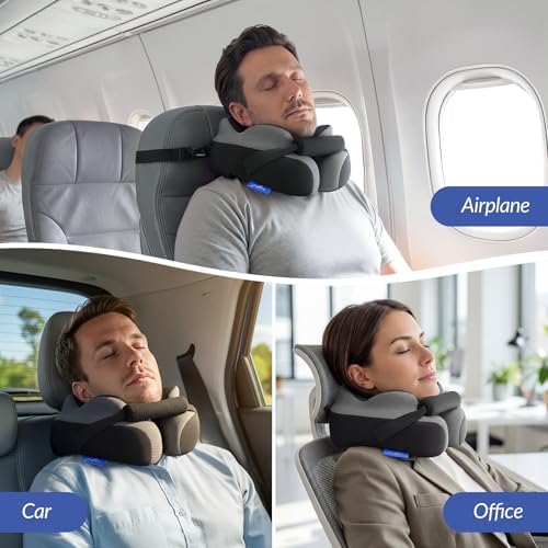 ZIKEE Ergonomic Travel Neck Pillow for Airplane, Dual-Hold Design to Stabilize Head and Neck on Flights, Ear-Free Memory Foam Airplane Travel Pillow, Quality Carrying Case, Breathable & Washable Cover - Image 7
