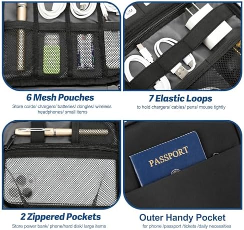 Electronic Organizer Travel Case, All-in-One Portable Cable Organizer Bag for Storage, Cord Organizer Tech Accessories for Cables, Chargers, Power Bank, Flash Drive, SD Card - Image 4