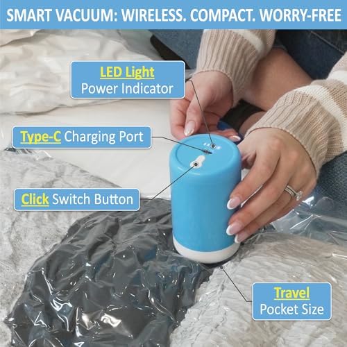 Cozy Essential Travel Vacuum Storage Bags with Rechargeable Cordless Electric Pump, Space Saver Bags for Luggage, Suitcase, Carry-On, for Clothes, Blankets, Comforters, Pillows, 12 Combo - Image 5