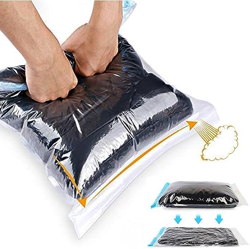 Compression Bags - Travel Essentials - 12 Pack Space Saver Bags - No Vacuum Pump Or Air Extractor is Needed - Storage Accessorie and Home Packing Organizers (transparent)