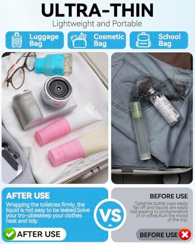 16 Pack Silicone Bottle Cover,Travel Essential for Women Men,Cruise Ship Essentials 2026,Beach Vacation Essentials,Travel Size Toiletries,Airplane Travels Accessories Elastic Sleeves for Leak Proofing - Image 2