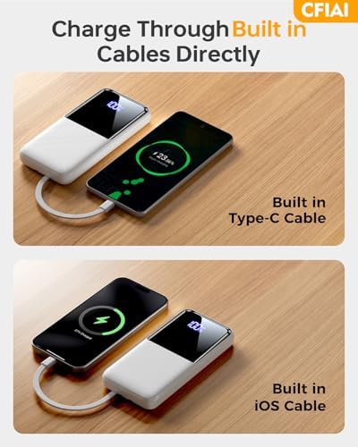 Portable Charger Power Bank - 15,000mAh Battery Pack Portable Phone Charger with Built in Cable 22.5W Fast Charging Powerbank Compatible with iPhone Android Samsung Phone, Travel Camping Essential - Image 4