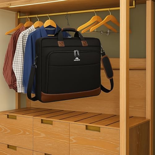 MATEIN Suit Garment Bag for Travel, Large Garment Bags for Hanging Clothes Travel, Foldable Suit Carrier with Shoulder Strap For Business, Premium 2 in 1 Hanging Suitcase Luggage, Black Brown - Image 2