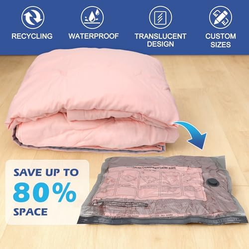 Travel Vacuum Storage Bags with Rechargeable Air Pump, 18 Pack Portable Space Saver Bags, Compression Bags for Clothing, Bedding, Seasonal Storage & Packing Bags for Moving - Image 2