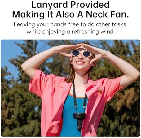 JISULIFE Handheld Fan Life7 – Ultimate Flexibility: High-Power Motor, LED Display, 19.5 Hrs Cooling, 5000mAh Rechargeable, 5-Speed, Foldable Design, 3-IN-1 Portable Fan for Travel Cruise Beach(Black) - Image 6