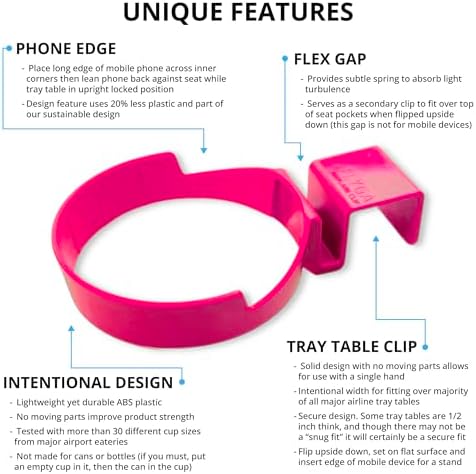 FLYGA Airplane Cup/Phone Holder Travel Accessory (Pink) Must Have Airplane Travel Essential Accessory for Flying Travel Gift Ideas - Image 6